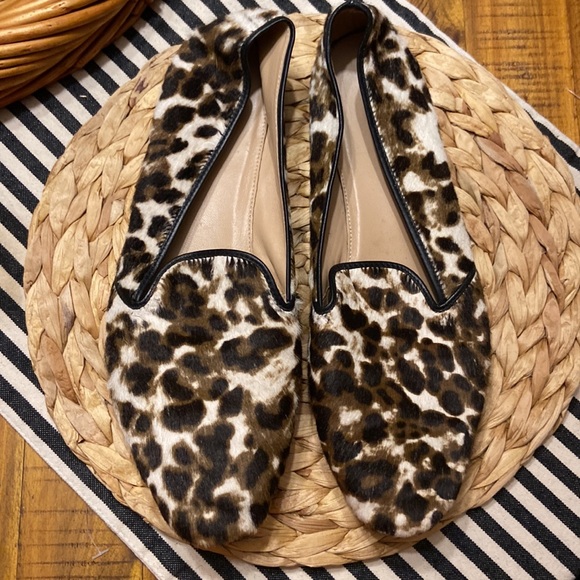 J. Crew Calf Hair Leopard Cheetah Print Loafers Slip Ons Flats 10